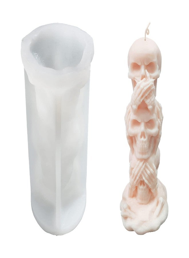 ZAKVOOR 3D Skull Candle Mold Column Halloween Silicone Resin Mold for Aromatherapy Candles Resin Casting Homemade Wax Making Polymer Clay DIY Craft - Image 1