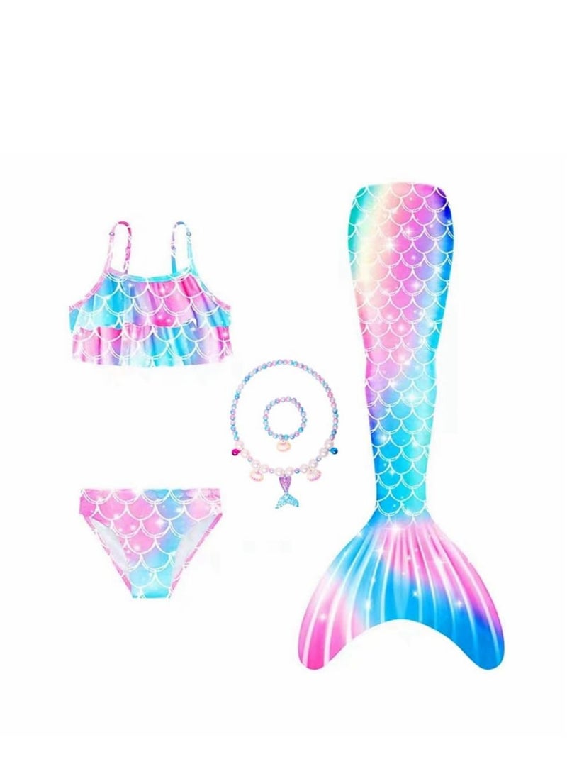 Cool Baby COOLBABY Girls Three-piece Children's Mermaid Swimsuit Mermaid Tail Swimsuit Mermaid Costume Swimwear (110 Sizes) - Image 1