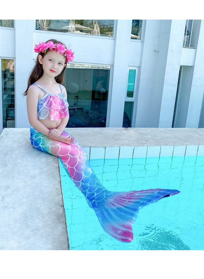 Cool Baby COOLBABY Girls Three-piece Children's Mermaid Swimsuit Mermaid Tail Swimsuit Mermaid Costume Swimwear (110 Sizes) - Image 3