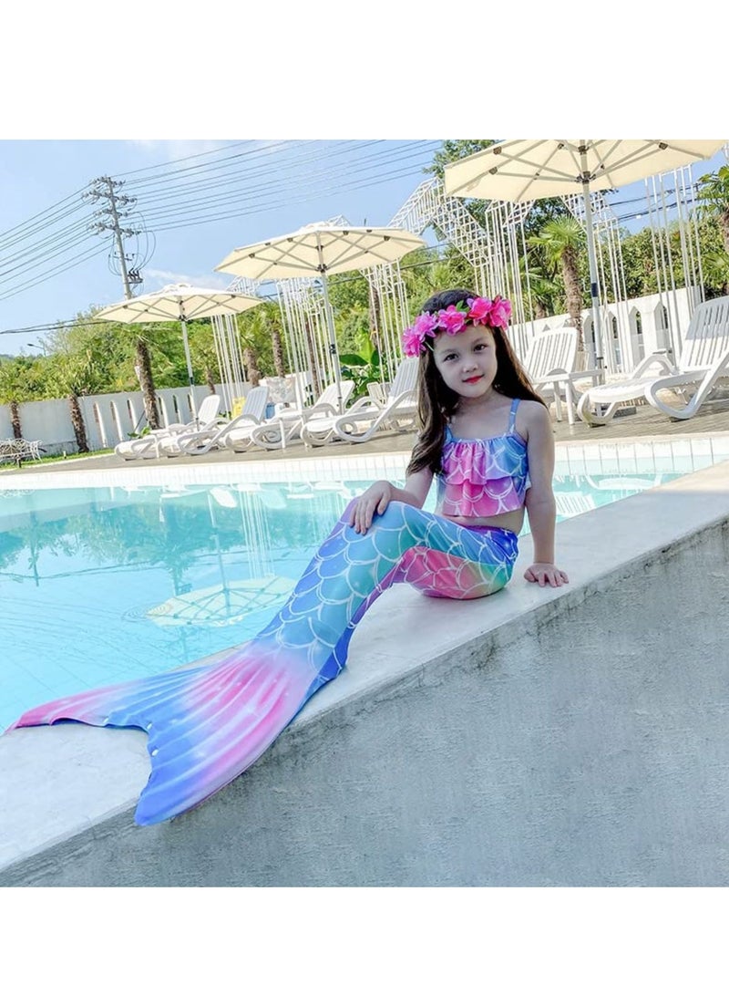 Cool Baby COOLBABY Girls Three-piece Children's Mermaid Swimsuit Mermaid Tail Swimsuit Mermaid Costume Swimwear (110 Sizes) - Image 4