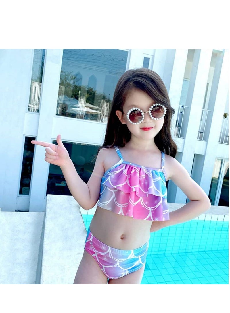 Cool Baby COOLBABY Girls Three-piece Children's Mermaid Swimsuit Mermaid Tail Swimsuit Mermaid Costume Swimwear (110 Sizes) - Image 5