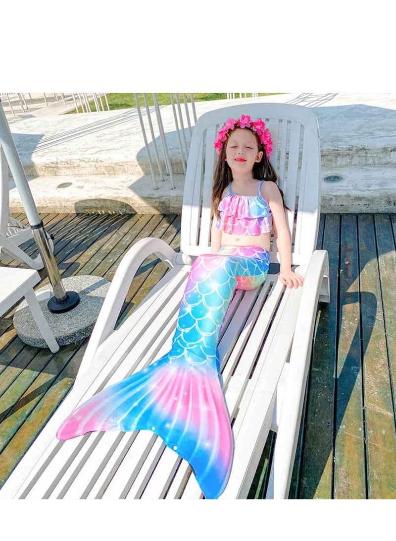 Cool Baby COOLBABY Girls Three-piece Children's Mermaid Swimsuit Mermaid Tail Swimsuit Mermaid Costume Swimwear (110 Sizes) - Image 2