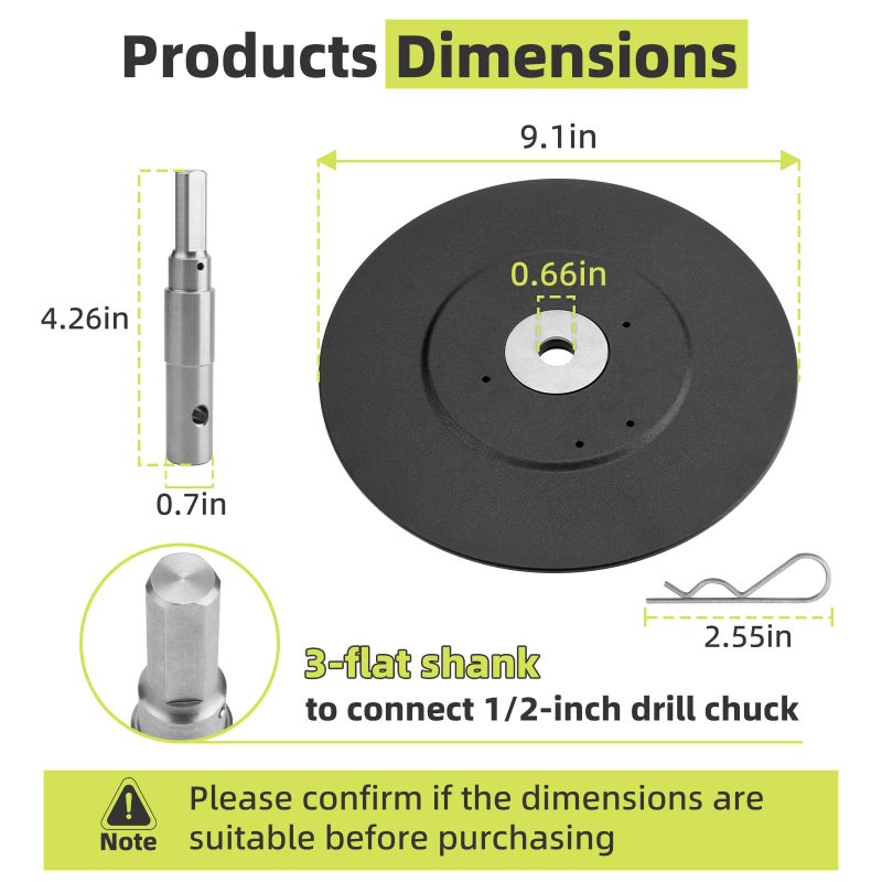 XCWT Ice Fishing Auger Drill Adapter - with 9.1" Auger Stopper Disc, Fit for 1/2 inch Drill Chuck, Ice Auger Drill Bit Attachment Plate to Prevent Auger from Falling into Ice Cave for Outdoor Ice Fishing - Image 4
