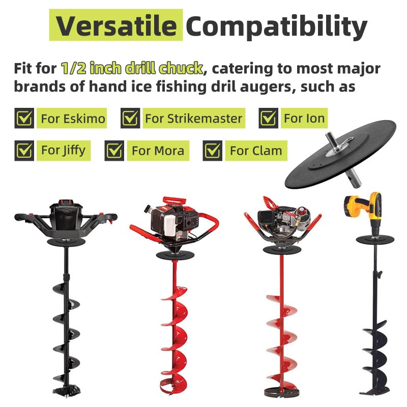 XCWT Ice Fishing Auger Drill Adapter - with 9.1" Auger Stopper Disc, Fit for 1/2 inch Drill Chuck, Ice Auger Drill Bit Attachment Plate to Prevent Auger from Falling into Ice Cave for Outdoor Ice Fishing - Image 2