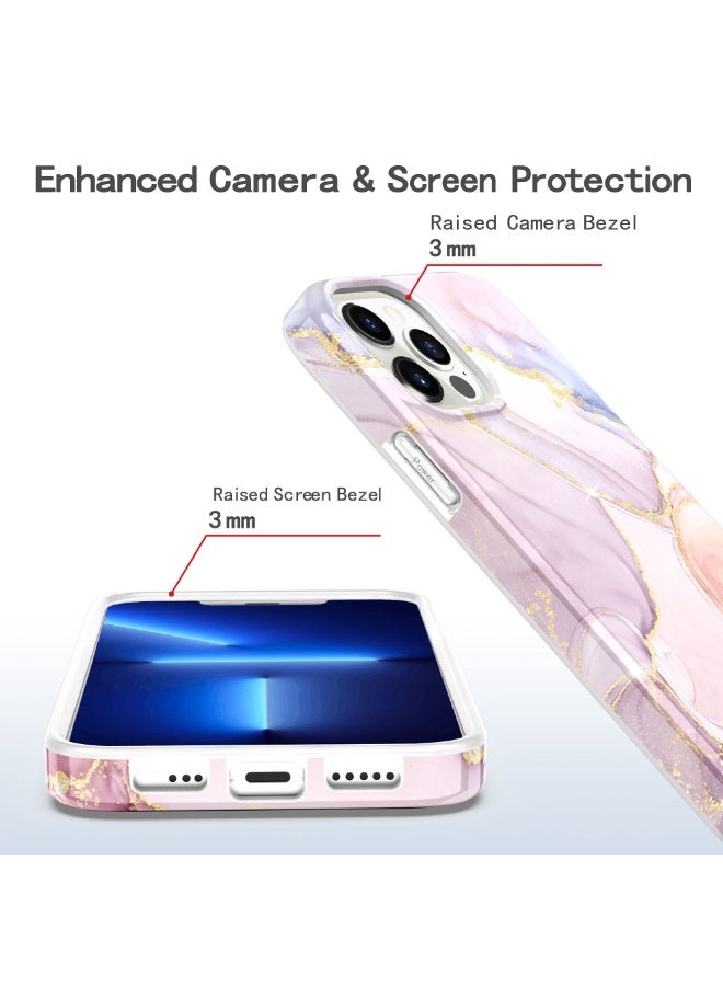 Compatible with iPhone 13 Pro Max Case, Gold Sparkle Glitter Marble for Girly Women,Shockproof Flexible Bumper Soft TPU Cover for iPhone 13 Pro Max Case 6.7 inch 2021 - Pink - Image 4