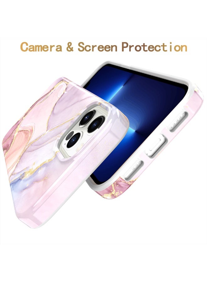 Compatible with iPhone 13 Pro Max Case, Gold Sparkle Glitter Marble for Girly Women,Shockproof Flexible Bumper Soft TPU Cover for iPhone 13 Pro Max Case 6.7 inch 2021 - Pink - Image 5
