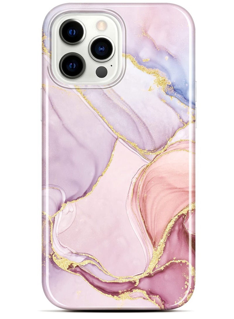 Compatible with iPhone 13 Pro Max Case, Gold Sparkle Glitter Marble for Girly Women,Shockproof Flexible Bumper Soft TPU Cover for iPhone 13 Pro Max Case 6.7 inch 2021 - Pink - Image 1
