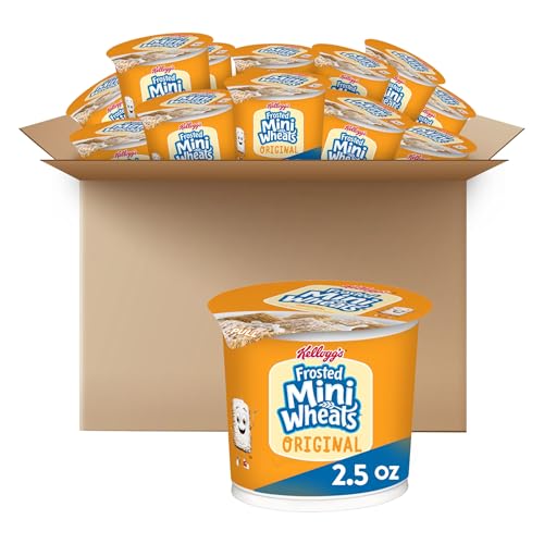 Kellogg's Kelloggs Frosted MiniWheats Breakfast Cereal Cups High Fiber Cereal Kids Snacks Original 30oz Case 12 Cups - Image 1