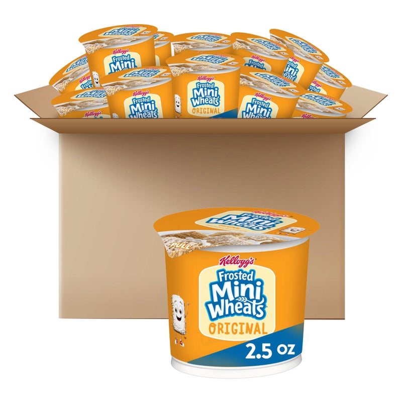 Kellogg's Kelloggs Frosted MiniWheats Breakfast Cereal Cups High Fiber Cereal Kids Snacks Original 30oz Case 12 Cups - Image 3