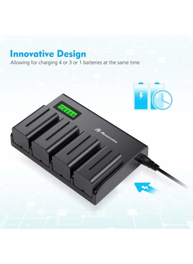 Powerextra 4 Pack Replacement Sony NP-F750 Batteries and 4-Channel Charger for Sony NP-F730, NP-F750, NP-F760, NP-F770 Battery - Image 5
