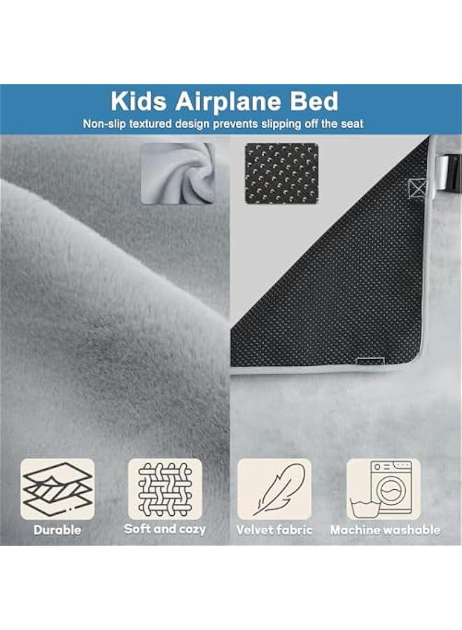 Beauenty Toddler Airplane Travel Bed, Airplane Seat Extender For Kids With Inflatable Pillow, Baby Portable Plane Bed Foot Leg Rest For Flight, Kids Airplane Travel Essentials (Grey) - Image 3