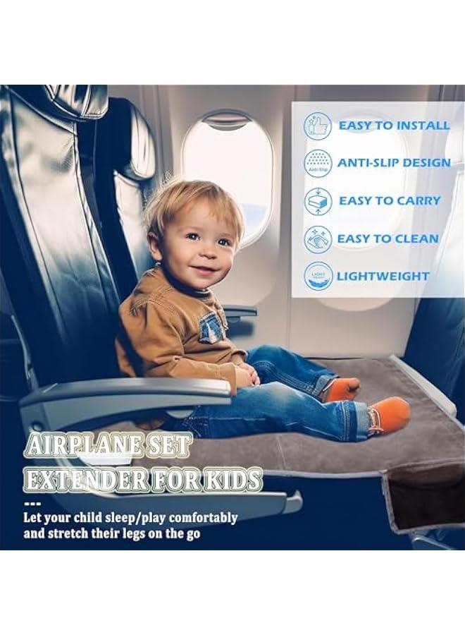 Beauenty Toddler Airplane Travel Bed, Airplane Seat Extender For Kids With Inflatable Pillow, Baby Portable Plane Bed Foot Leg Rest For Flight, Kids Airplane Travel Essentials (Grey) - Image 4