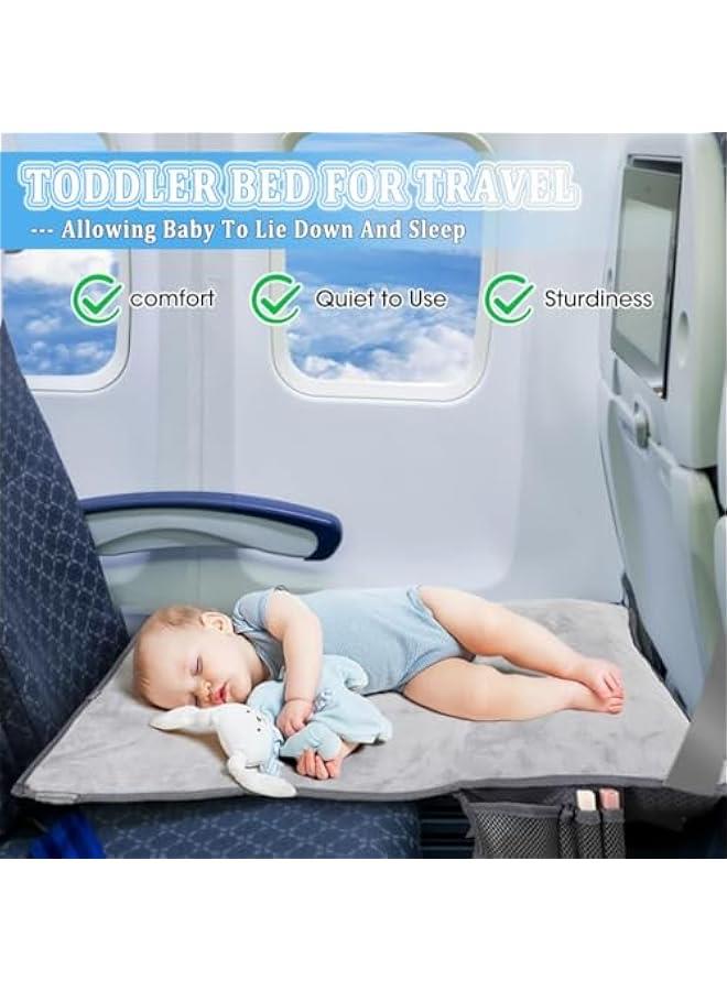 Beauenty Toddler Airplane Travel Bed, Airplane Seat Extender For Kids With Inflatable Pillow, Baby Portable Plane Bed Foot Leg Rest For Flight, Kids Airplane Travel Essentials (Grey) - Image 5
