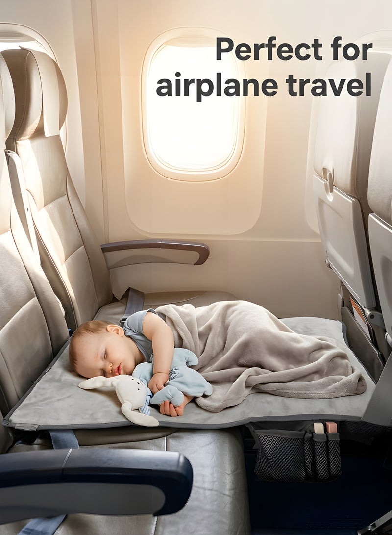 Beauenty Toddler Airplane Travel Bed, Airplane Seat Extender For Kids With Inflatable Pillow, Baby Portable Plane Bed Foot Leg Rest For Flight, Kids Airplane Travel Essentials (Grey) - Image 4