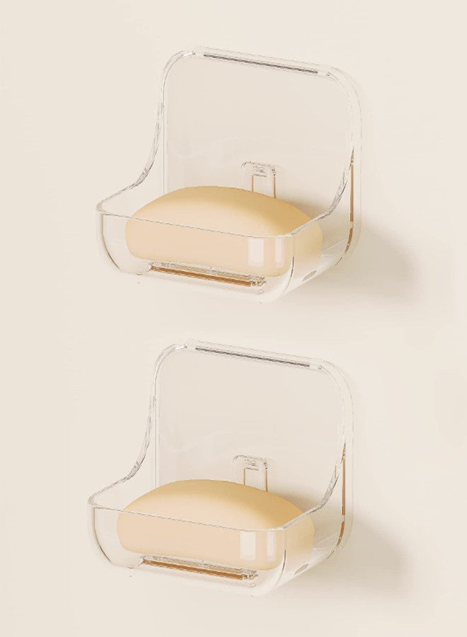 Ettori Soap Dish 2 Pack Soap Holder Plastic Adhesive Soap Holder for Shower Wall, Bathroom, Tub and Kitchen Sink, Drill- Free and Clear - Image 1