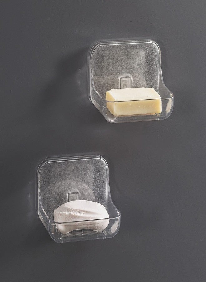 Ettori Soap Dish 2 Pack Soap Holder Plastic Adhesive Soap Holder for Shower Wall, Bathroom, Tub and Kitchen Sink, Drill- Free and Clear - Image 2