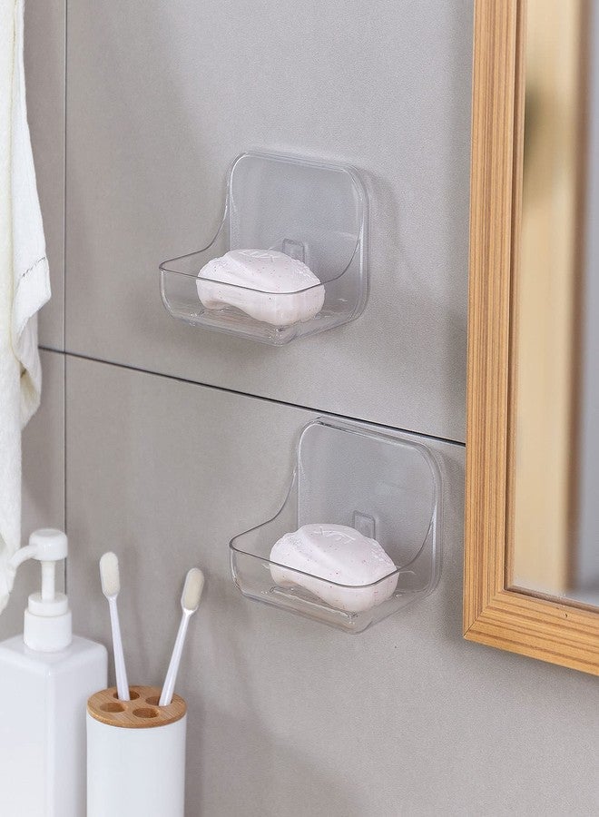 Ettori Soap Dish 2 Pack Soap Holder Plastic Adhesive Soap Holder for Shower Wall, Bathroom, Tub and Kitchen Sink, Drill- Free and Clear - Image 3