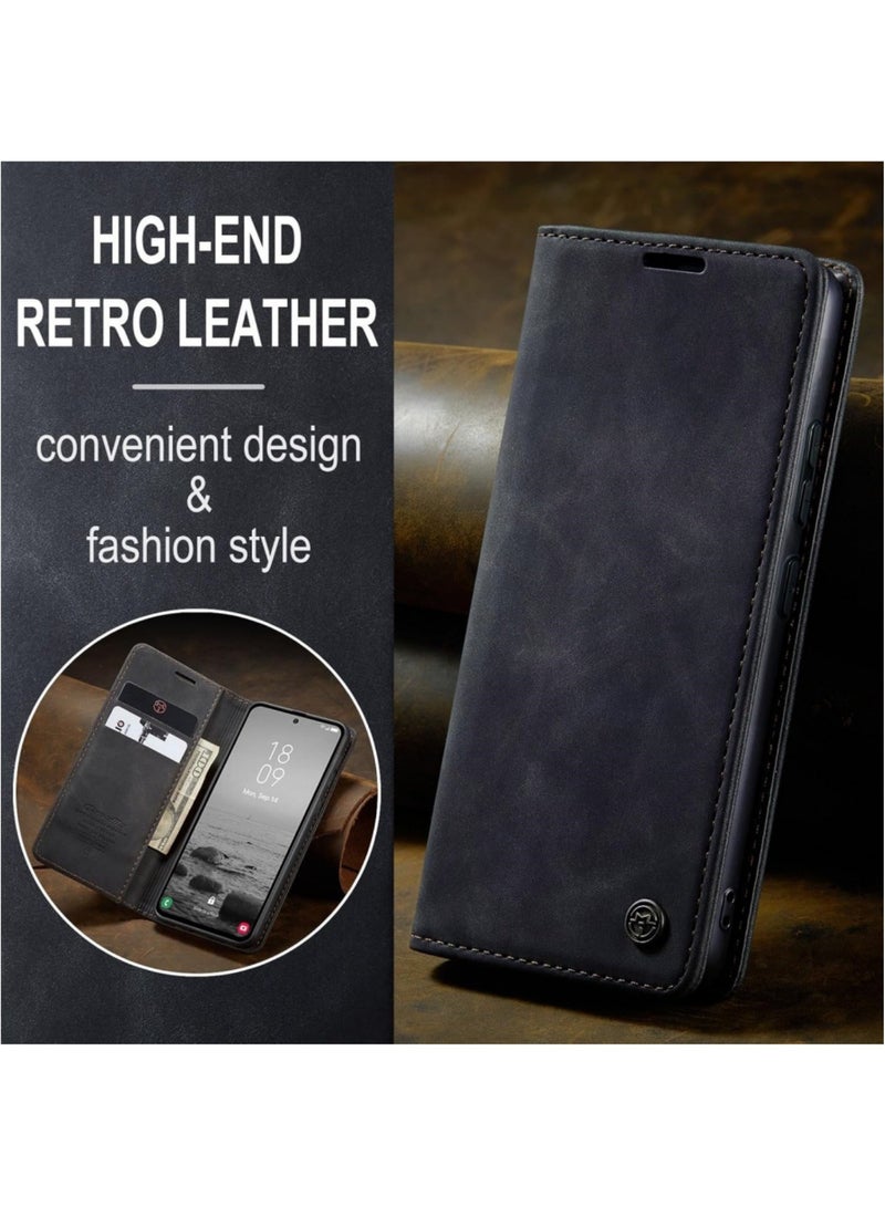 Aookay for Samsung Galaxy A56 5G Phone Case, Leather Wallet Phone Case, Flip Fold Phone Case with Card Slots and Magnetic Closure, Shockproof and Anti-collision Phone Protective Case (Black) - Image 3