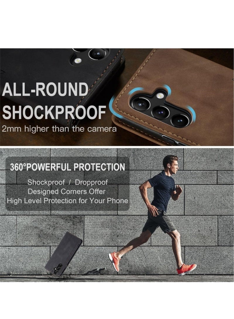 Aookay for Samsung Galaxy A56 5G Phone Case, Leather Wallet Phone Case, Flip Fold Phone Case with Card Slots and Magnetic Closure, Shockproof and Anti-collision Phone Protective Case (Black) - Image 5