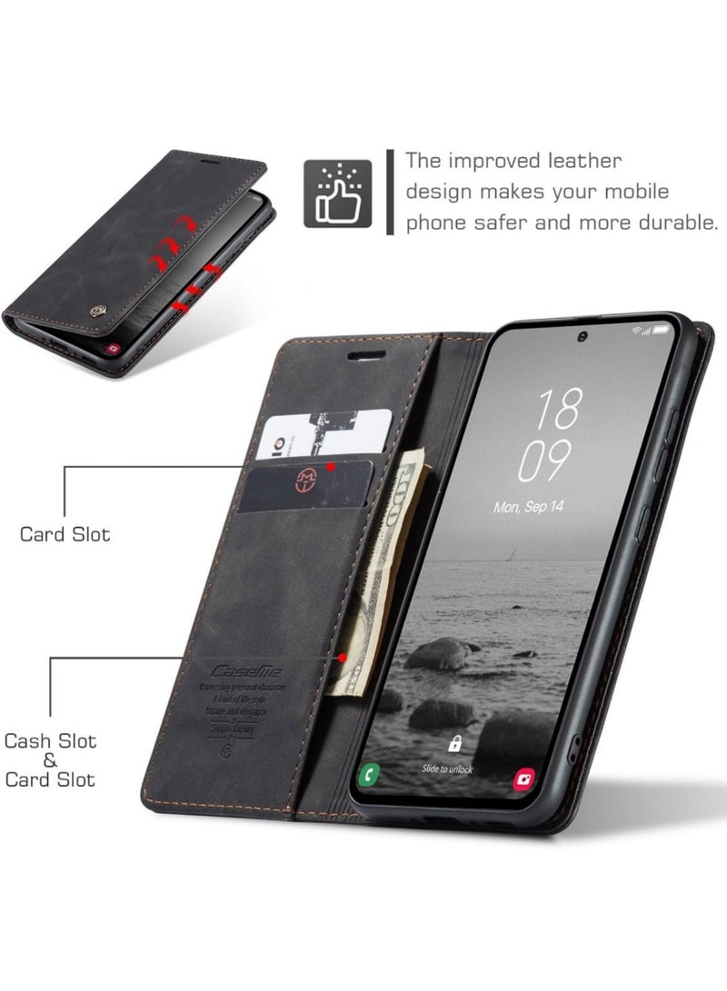 Aookay for Samsung Galaxy A56 5G Phone Case, Leather Wallet Phone Case, Flip Fold Phone Case with Card Slots and Magnetic Closure, Shockproof and Anti-collision Phone Protective Case (Black) - Image 4