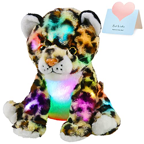 BSTAOFY 10 Light up Cheetah Stuffed Animal Plush LED Leopard Plush Night Light Companion Bedtime Jungle Toys Glow Afraid of Dark Valentines Birthday for Toddler Kids Boys - Image 1