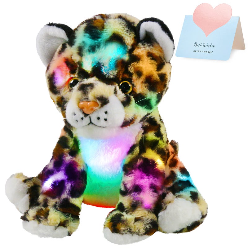 BSTAOFY 10 Light up Cheetah Stuffed Animal Plush LED Leopard Plush Night Light Companion Bedtime Jungle Toys Glow Afraid of Dark Valentines Birthday for Toddler Kids Boys - Image 2