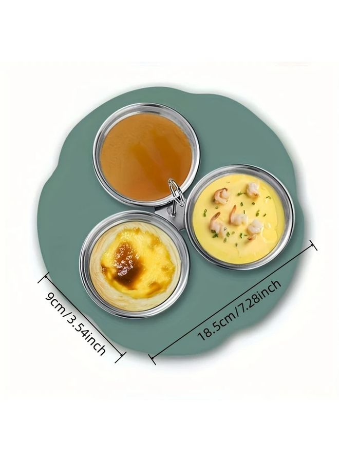 304 Stainless Steel 3 Bowl Egg Steamer With Tray For Poached Boiled Eggs Induction Stovetop - Image 3