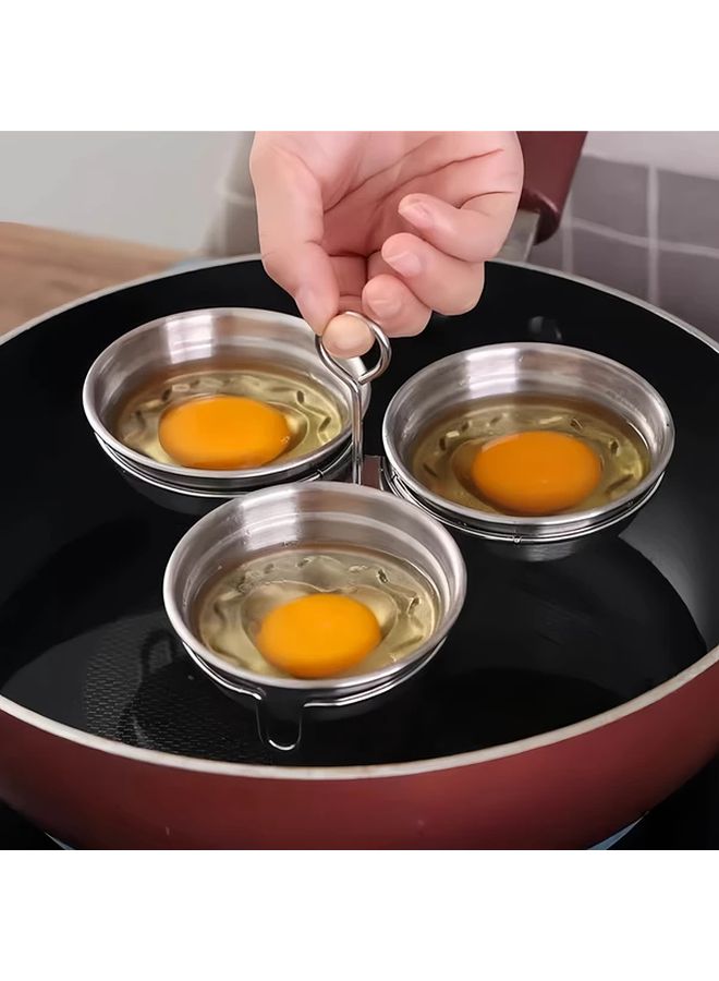 304 Stainless Steel 3 Bowl Egg Steamer With Tray For Poached Boiled Eggs Induction Stovetop - Image 2