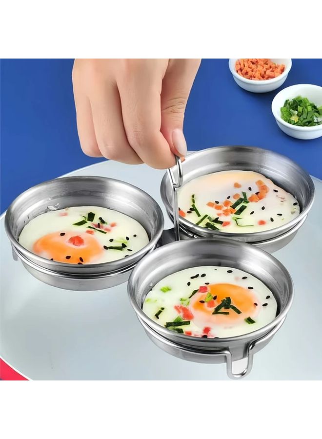 304 Stainless Steel 3 Bowl Egg Steamer With Tray For Poached Boiled Eggs Induction Stovetop - Image 5