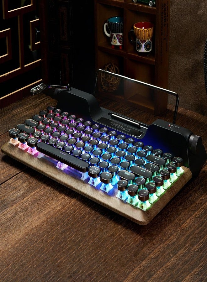 7كيز لوحة مفاتيح 7KEYS للآلات الكاتبة، 84 مفتاحًا، إضاءة خلفية RGB، مفاتيح ميكانيكية زرقاء، لأجهزة الكمبيوتر الشخصية والمحمولة وأجهزة ماك - Image 2