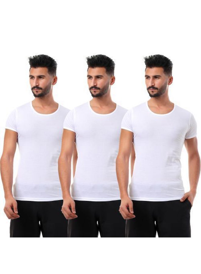 Bundle Of Three Breathable Half Sleeves Cotton Undershirts