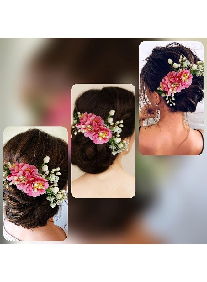 توهج الشعر إكسسوارات شعر ودبوس شعر مصنوع من الزهور الاصطناعية للنساء/الفتيات من هير فلير - وردي فاتح، مقاس موحد 2215، عبوة من قطعة واحدة - Image 5