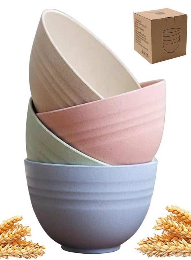Lchkrep Unbreakable Cereal Bowls 24 oz, Reusable Wheat Straw Bowl Pack of 4 - Dishwasher and Microwave Safe, BPA-Free for Snacks, Dining, Camping, RV, Dorm - Image 1