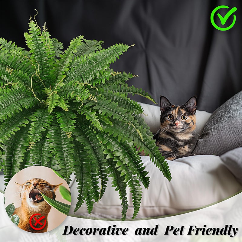 FOREST PRINCE 45" Fake Ferns, Realistic Large Artificial Bush Plants, 2 Artificial Boston Ferns with 59 Fronds for Outdoors Planter Indoor Home Garden Porch Decor - Image 3