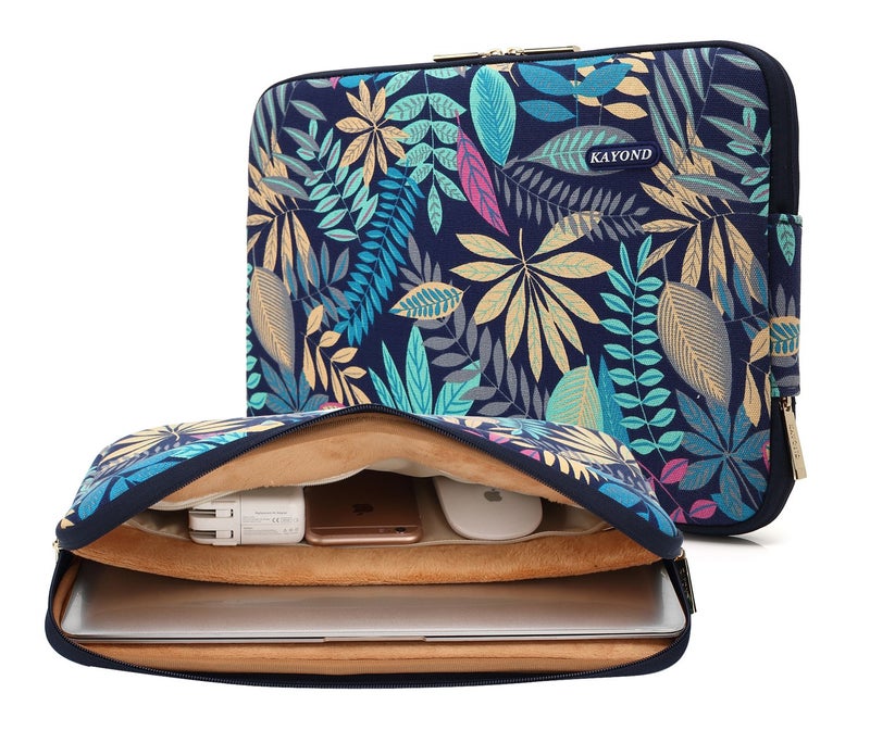 KAYOND Canvas Water-Resistant for 15.6-17 Inch Laptop Sleeve Case Bag (17 Inches, Forest Series Bule) - Image 1