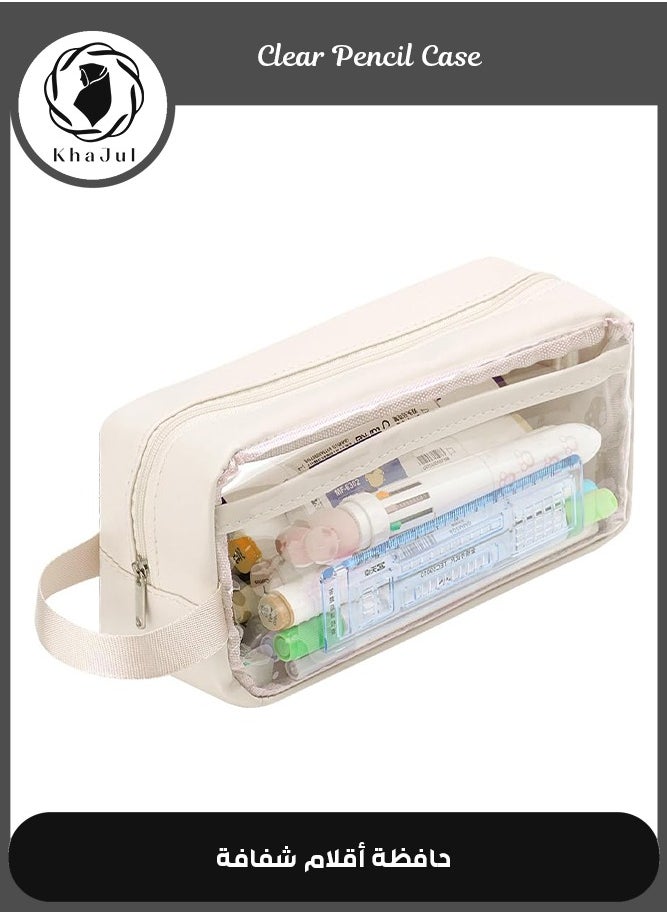 KHAJUL Clear Pencil Case, Clear Pencil Case Made of High Quality PVC plastic, Waterproof Clear Pencil CaseClear Exam Pencil Case (White)  - Image 1