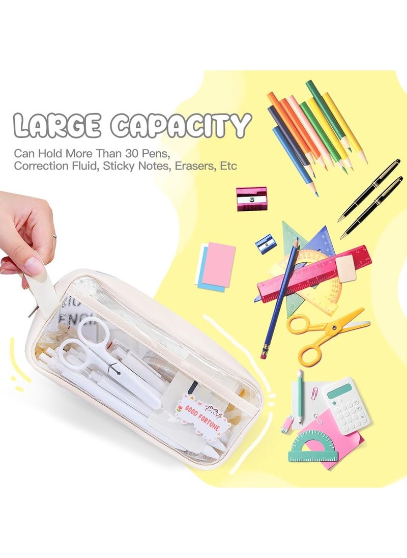 KHAJUL Clear Pencil Case, Clear Pencil Case Made of High Quality PVC plastic, Waterproof Clear Pencil CaseClear Exam Pencil Case (White)  - Image 5