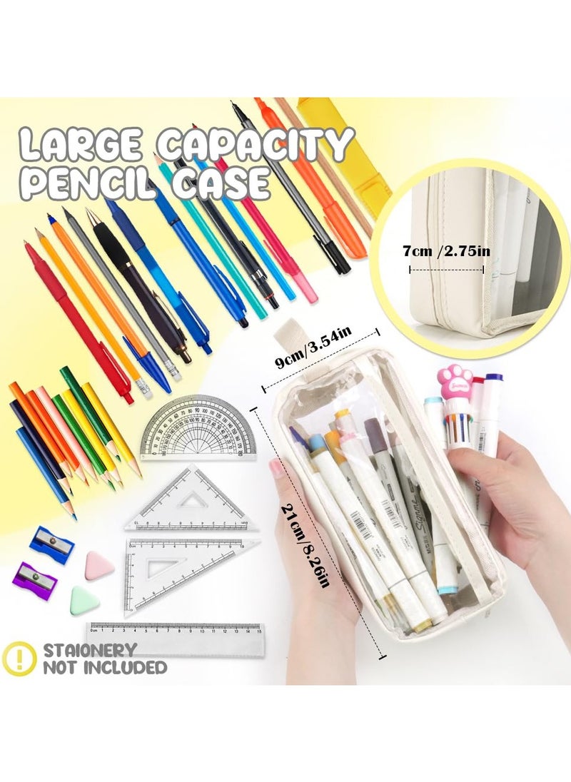 KHAJUL Clear Pencil Case, Clear Pencil Case Made of High Quality PVC plastic, Waterproof Clear Pencil CaseClear Exam Pencil Case (White)  - Image 3