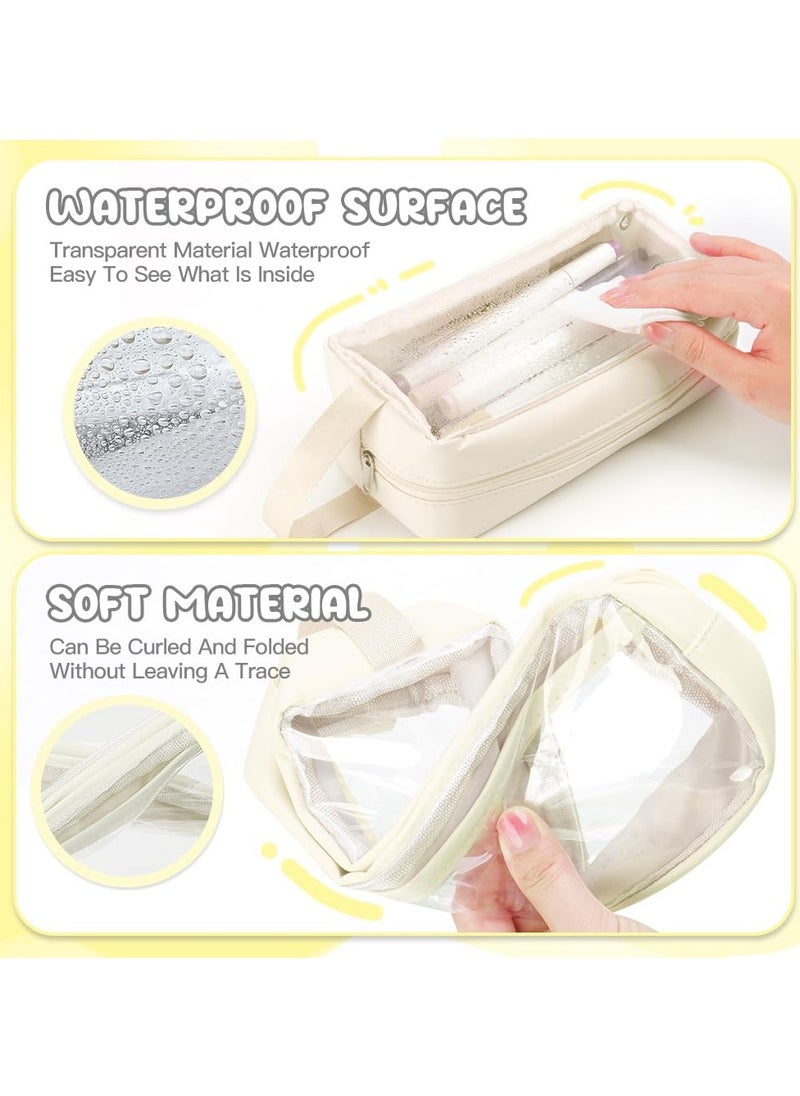 KHAJUL Clear Pencil Case, Clear Pencil Case Made of High Quality PVC plastic, Waterproof Clear Pencil CaseClear Exam Pencil Case (White)  - Image 5