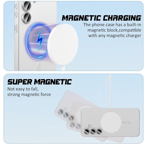 DIZORO Samsung A56 Case, Compatible with Mag Safe Back Cover, Matte Luxury Metallic Luster Flexible TPU Wireless Charging Shockproof Case with Camera Protector (Metallic Silver) - Image 3