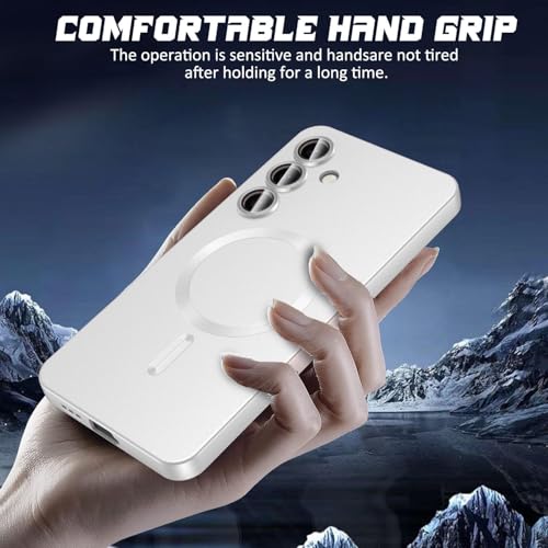 DIZORO Samsung A56 Case, Compatible with Mag Safe Back Cover, Matte Luxury Metallic Luster Flexible TPU Wireless Charging Shockproof Case with Camera Protector (Metallic Silver) - Image 5