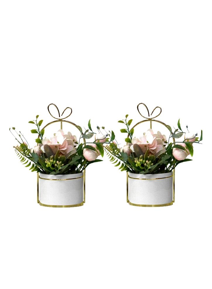 Alissa 2-Piece Artificial Flower Set with Vase – Elegant Faux Floral Arrangement for Home & Office Table Decor - Image 1