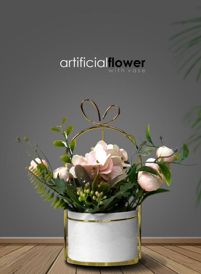 Alissa 2-Piece Artificial Flower Set with Vase – Elegant Faux Floral Arrangement for Home & Office Table Decor - Image 4