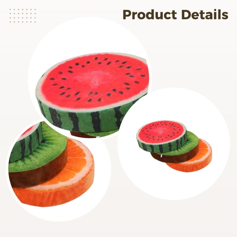 4 Pack Fruit Plush Floor Cushions Watermelon Orange Kiwi Lemon Design for Playroom - Image 3