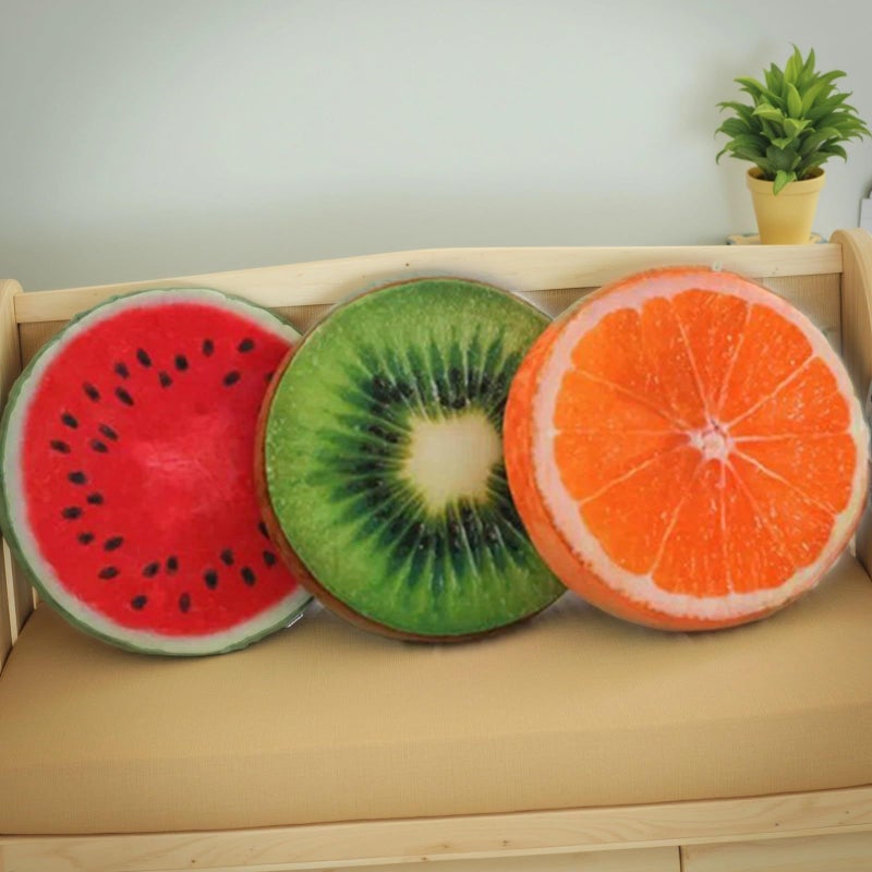 4 Pack Fruit Plush Floor Cushions Watermelon Orange Kiwi Lemon Design for Playroom - Image 5
