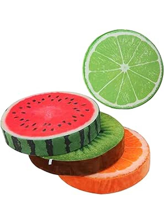 4 Pack Fruit Plush Floor Cushions Watermelon Orange Kiwi Lemon Design for Playroom - Image 1