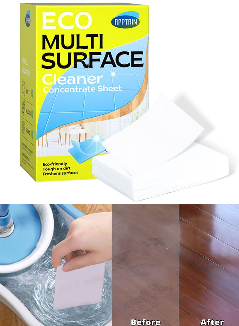 أبترين 60 Sheets Floor Cleaner Dissolvable Cleaning Agent Sheets Multi Surface Cleaner Eco-Friendly Mopping Concentrated Cleaning Slice Use On Hardwood Floor Laminate Ceramic Tile Linoleum Vinyl Bamboo - Image 1