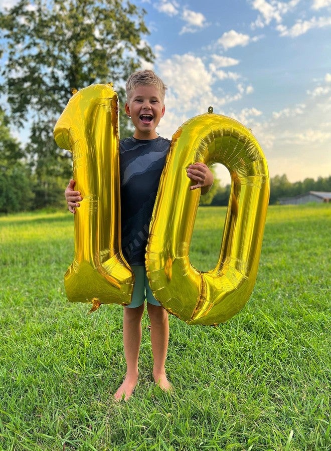 IWERP Gold Number 10 Balloon 40 inch, 10 Number Balloon, 10th Gold Birthday Decorations, 10 Year Old Girlss Boyss Golden Party Supplies - Image 4