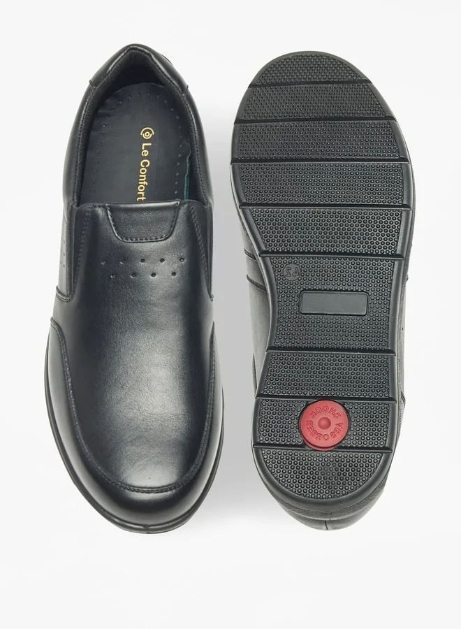 لو كونفورت Solid Slip-On Loafers with Perforated Detail