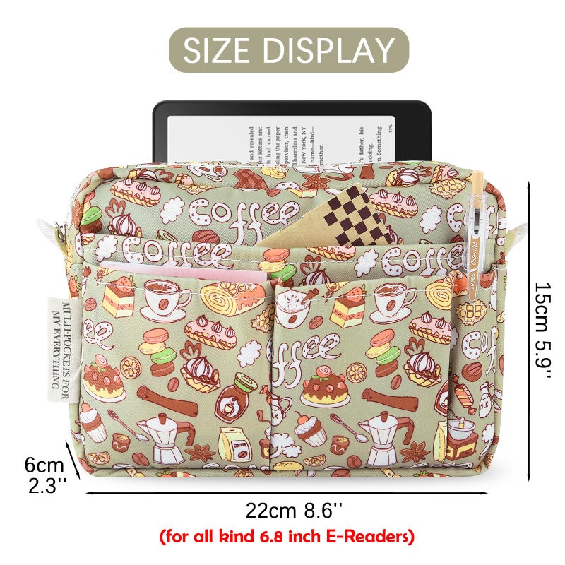 Qianshan Portfolio Organizer with Multiple Pockets, Waterproof Travel Zippered Toiletry Bag, Portable Storage Pencil Pouch for Notebooks, Stationeries, Make-up, Journal Office Art Supplies.Coffee - Image 4